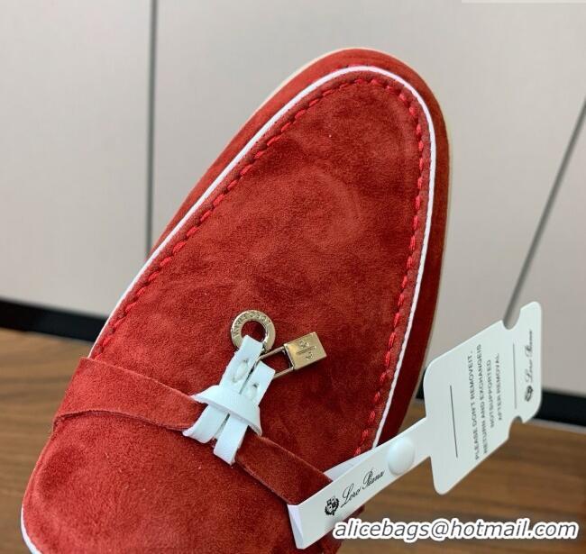 ​Particularly Recommended Loro Piana Charms Walk Babouche Loafer in Suede LP061922 Red 2025