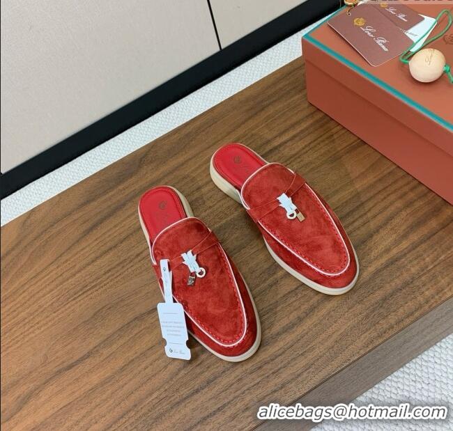 ​Particularly Recommended Loro Piana Charms Walk Babouche Loafer in Suede LP061922 Red 2025