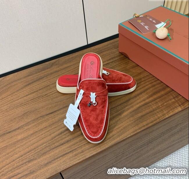 ​Particularly Recommended Loro Piana Charms Walk Babouche Loafer in Suede LP061922 Red 2025