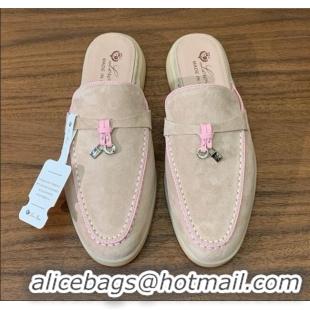 Well Crafted Loro Piana Charms Walk Babouche Loafer in Suede LP061923 Beige/Pink 2025