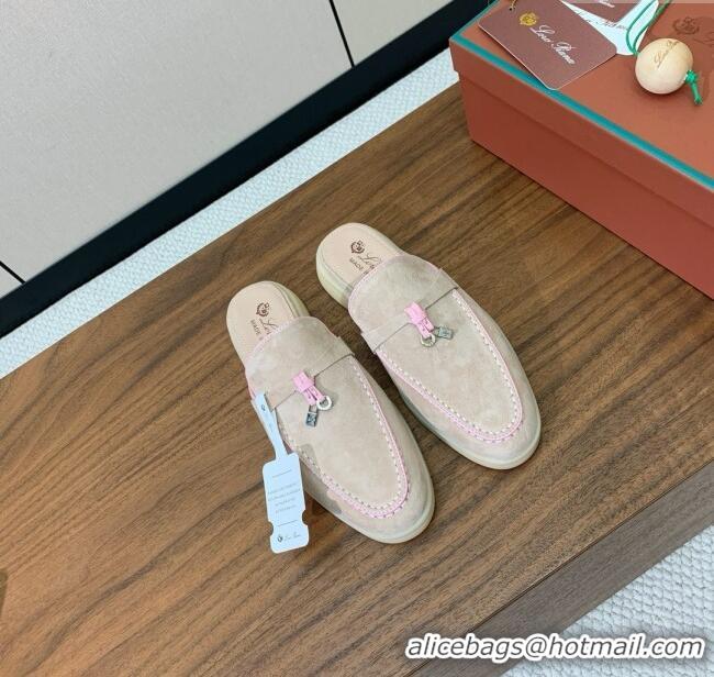 Well Crafted Loro Piana Charms Walk Babouche Loafer in Suede LP061923 Beige/Pink 2025
