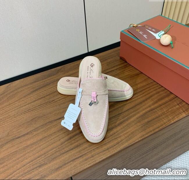 Well Crafted Loro Piana Charms Walk Babouche Loafer in Suede LP061923 Beige/Pink 2025