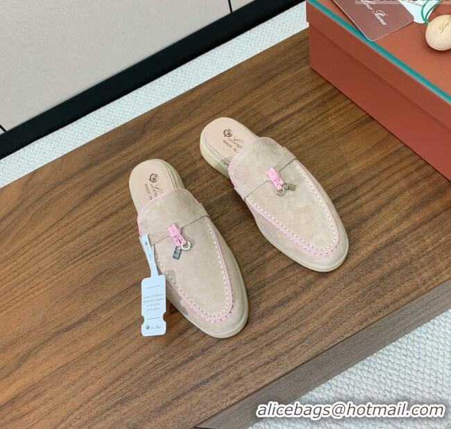 Well Crafted Loro Piana Charms Walk Babouche Loafer in Suede LP061923 Beige/Pink 2025