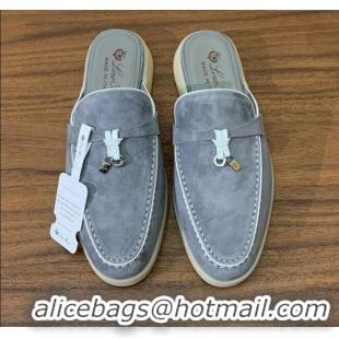 ​Luxury Classic Loro Piana Charms Walk Babouche Loafer in Suede LP061924 Grey/White 2025