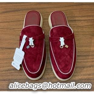 ​New Design Loro Piana Charms Walk Babouche Loafer in Suede LP061925 Burgundy 2025
