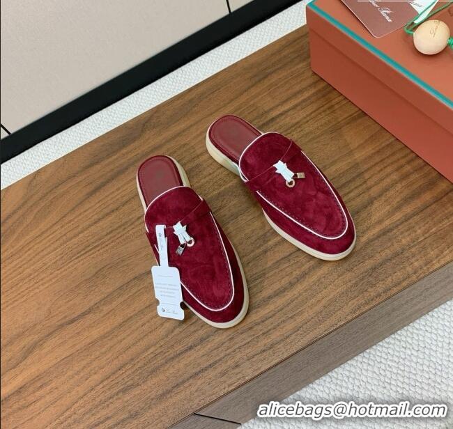 ​New Design Loro Piana Charms Walk Babouche Loafer in Suede LP061925 Burgundy 2025