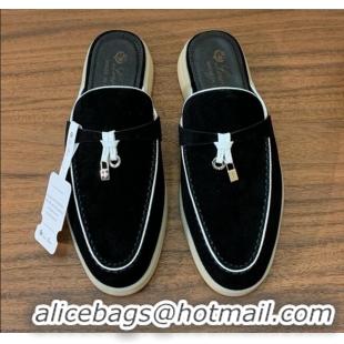 ​Super Quality Loro Piana Charms Walk Babouche Loafer in Suede LP061926 Black 2025