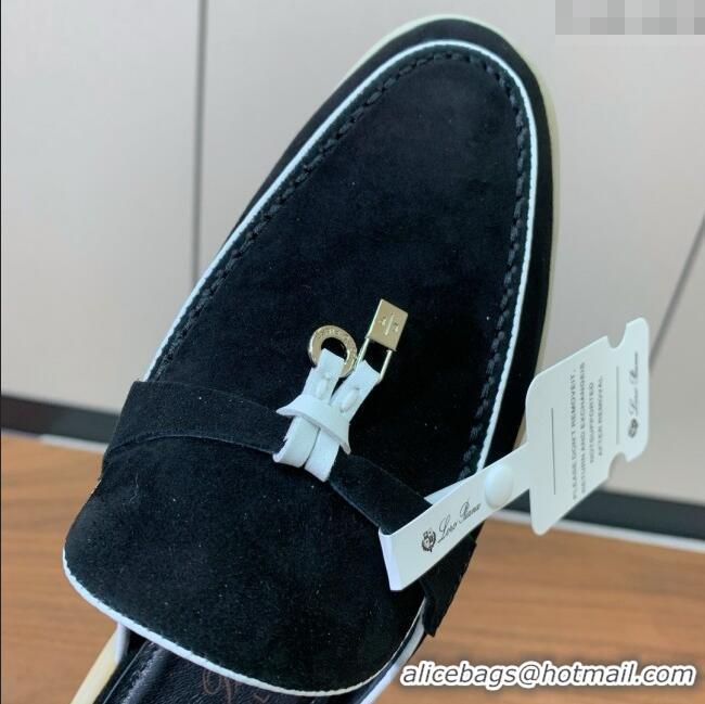 ​Super Quality Loro Piana Charms Walk Babouche Loafer in Suede LP061926 Black 2025
