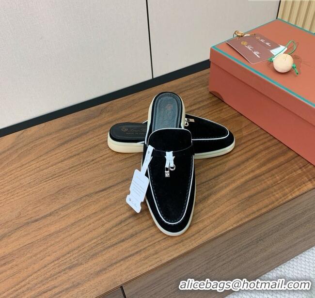​Super Quality Loro Piana Charms Walk Babouche Loafer in Suede LP061926 Black 2025