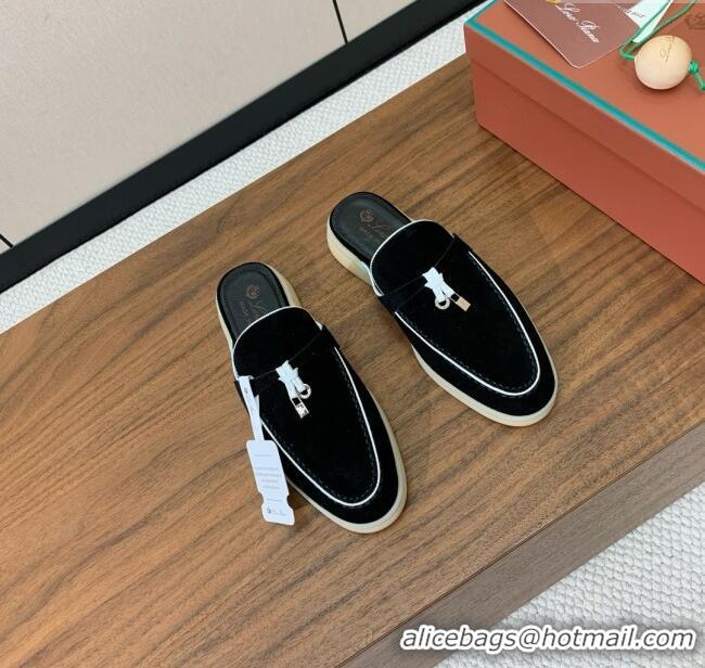​Super Quality Loro Piana Charms Walk Babouche Loafer in Suede LP061926 Black 2025