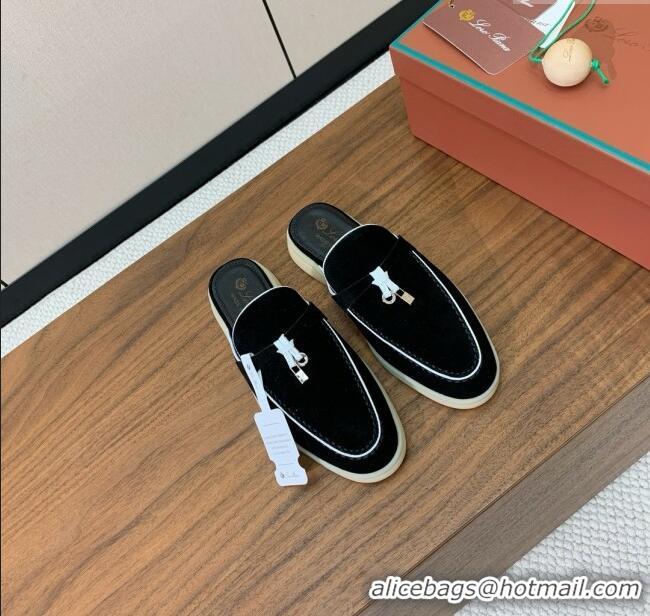 ​Super Quality Loro Piana Charms Walk Babouche Loafer in Suede LP061926 Black 2025