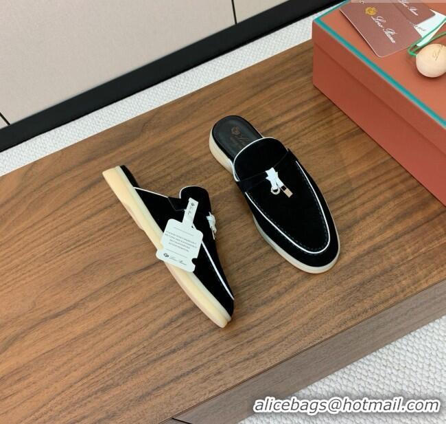 ​Super Quality Loro Piana Charms Walk Babouche Loafer in Suede LP061926 Black 2025