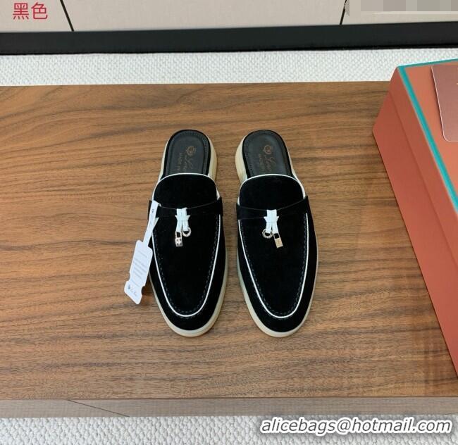 ​Super Quality Loro Piana Charms Walk Babouche Loafer in Suede LP061926 Black 2025