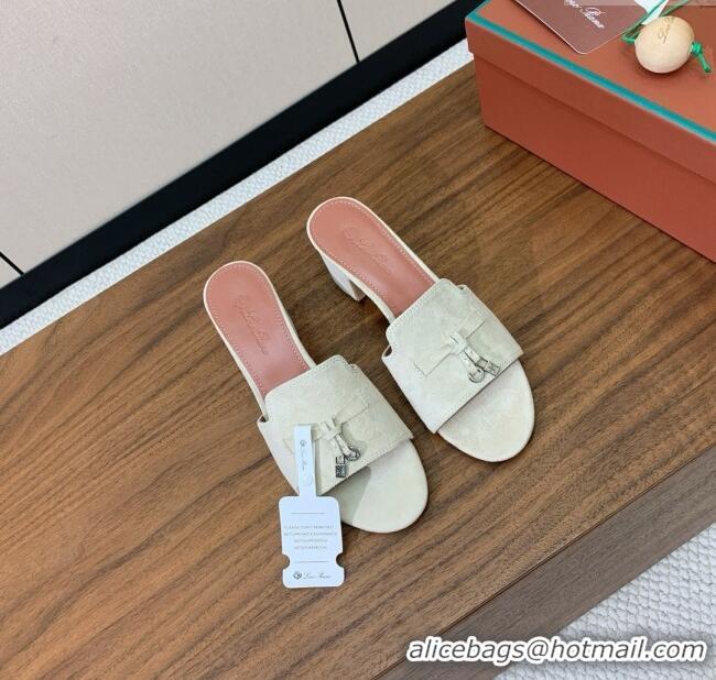 ​Traditional Specials Loro Piana Summer Charms Sandal 5.5cm Heel in Suede LP62001 Apricot 2025