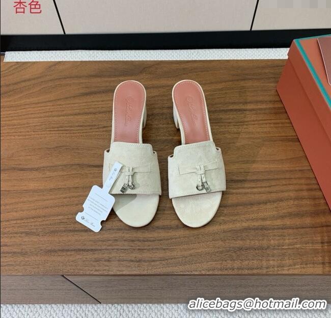 ​Traditional Specials Loro Piana Summer Charms Sandal 5.5cm Heel in Suede LP62001 Apricot 2025