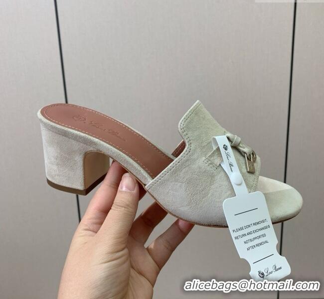 ​Traditional Specials Loro Piana Summer Charms Sandal 5.5cm Heel in Suede LP62001 Apricot 2025