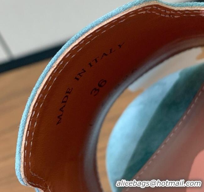 Loro Piana Summer Charms Sandal 5.5cm Heel in Suede LP62003 Green Grey 2025