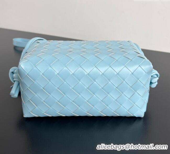Grade Cheap Bottega Veneta Small Loop Cross-Body Bag in Intrecciato Leather 796615 Zenith Blue 2025