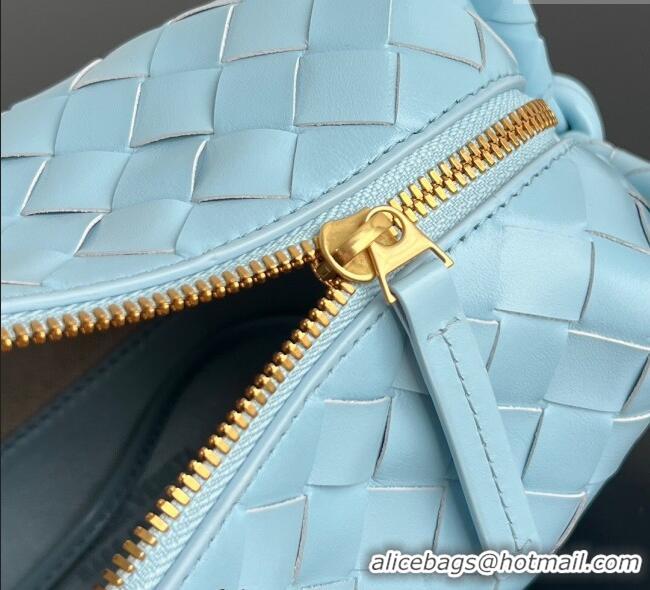 Grade Cheap Bottega Veneta Small Loop Cross-Body Bag in Intrecciato Leather 796615 Zenith Blue 2025