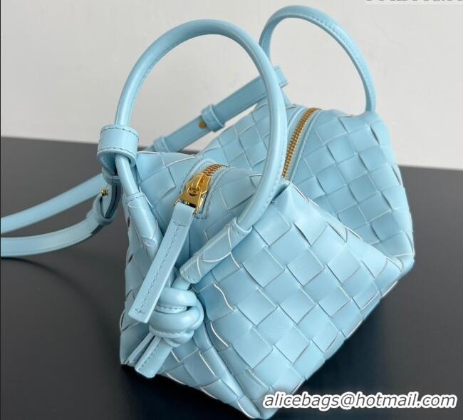 Grade Cheap Bottega Veneta Small Loop Cross-Body Bag in Intrecciato Leather 796615 Zenith Blue 2025