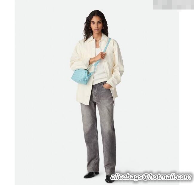 Grade Cheap Bottega Veneta Small Loop Cross-Body Bag in Intrecciato Leather 796615 Zenith Blue 2025