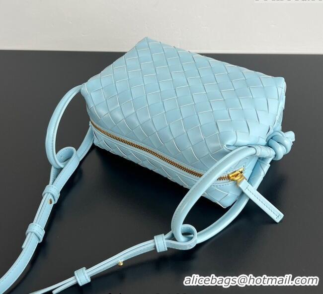 Grade Cheap Bottega Veneta Small Loop Cross-Body Bag in Intrecciato Leather 796615 Zenith Blue 2025