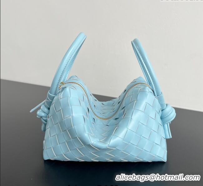 Grade Cheap Bottega Veneta Small Loop Cross-Body Bag in Intrecciato Leather 796615 Zenith Blue 2025