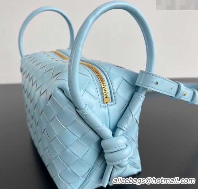 Grade Cheap Bottega Veneta Small Loop Cross-Body Bag in Intrecciato Leather 796615 Zenith Blue 2025