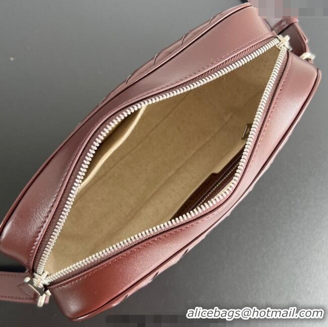 Top Grade Bottega Veneta Men's Small Camera Bag in Intrecciato Leather 755923 Madder Brown 2025
