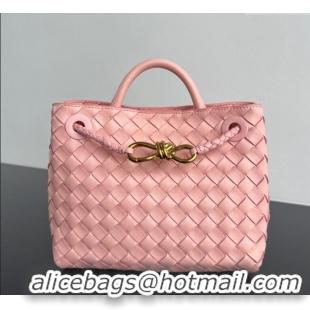 Buy Grade Bottega Veneta Small Andiamo Top Handle Bag in Intrecciato Leather 743568 Rose Pink 2025