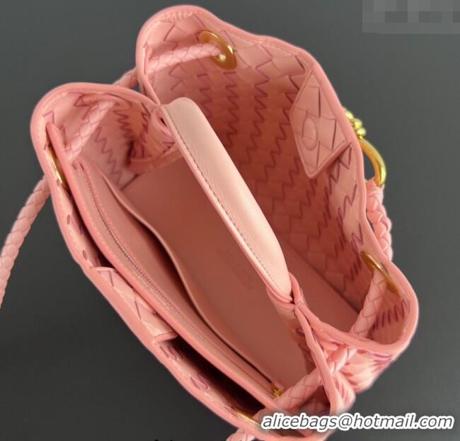 Buy Grade Bottega Veneta Small Andiamo Top Handle Bag in Intrecciato Leather 743568 Rose Pink 2025