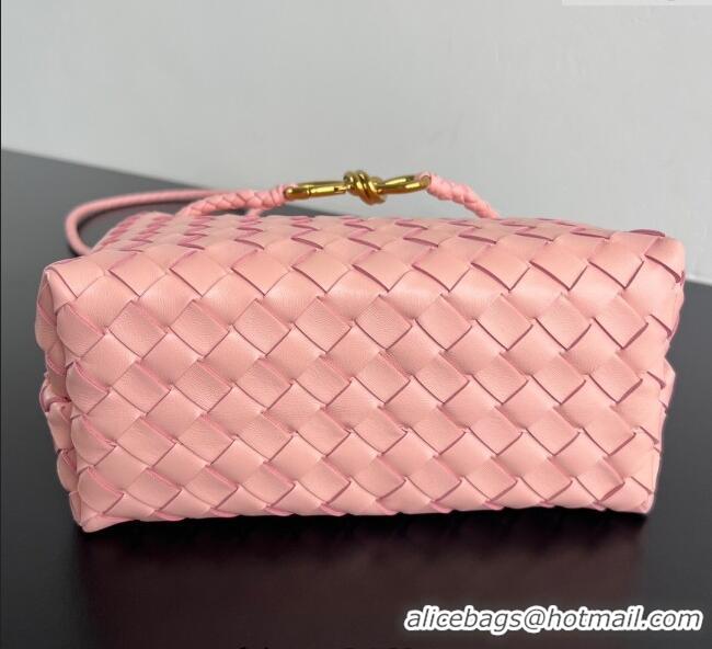 Buy Grade Bottega Veneta Small Andiamo Top Handle Bag in Intrecciato Leather 743568 Rose Pink 2025
