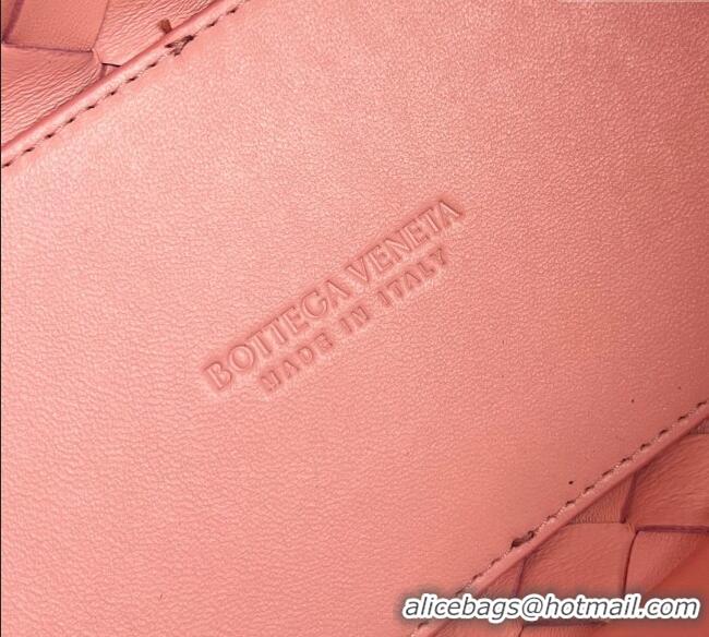 Buy Grade Bottega Veneta Small Andiamo Top Handle Bag in Intrecciato Leather 743568 Rose Pink 2025