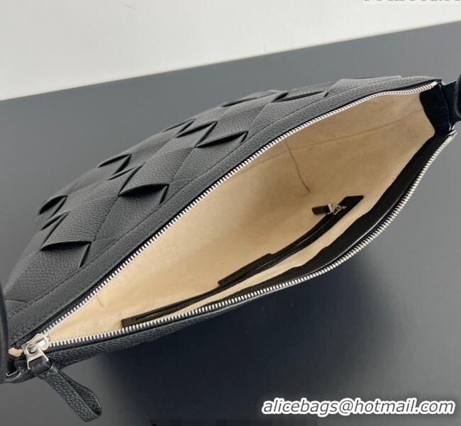 Top Design Bottega Veneta Mens Diago Hobo Bag in Grained Intrecciato Leather 795125 Black 2025