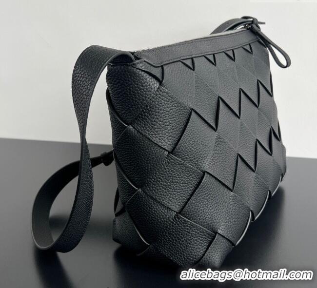 Top Design Bottega Veneta Mens Diago Hobo Bag in Grained Intrecciato Leather 795125 Black 2025
