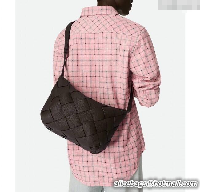 Top Design Bottega Veneta Mens Diago Hobo Bag in Grained Intrecciato Leather 795125 Black 2025