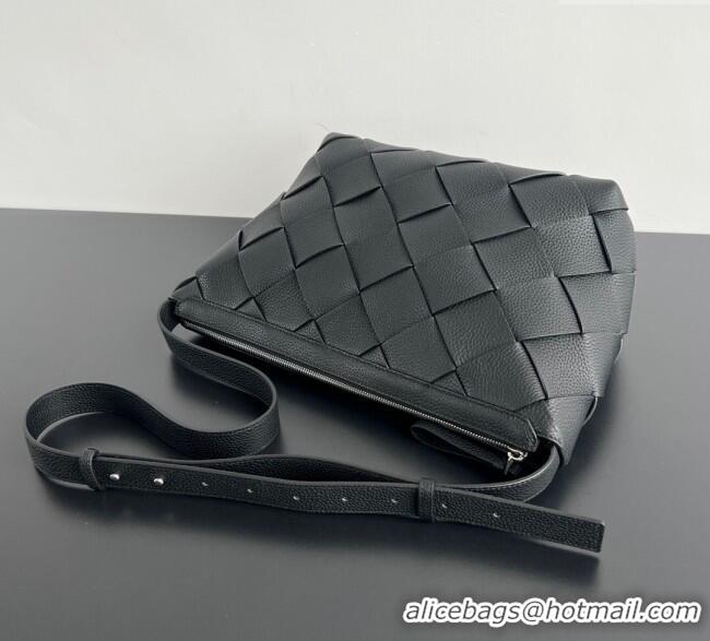 Top Design Bottega Veneta Mens Diago Hobo Bag in Grained Intrecciato Leather 795125 Black 2025