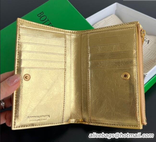 Best Product Bottega Veneta Medium Bi-Fold Wallet in Intrecciato Leather 667468 Gold 2025