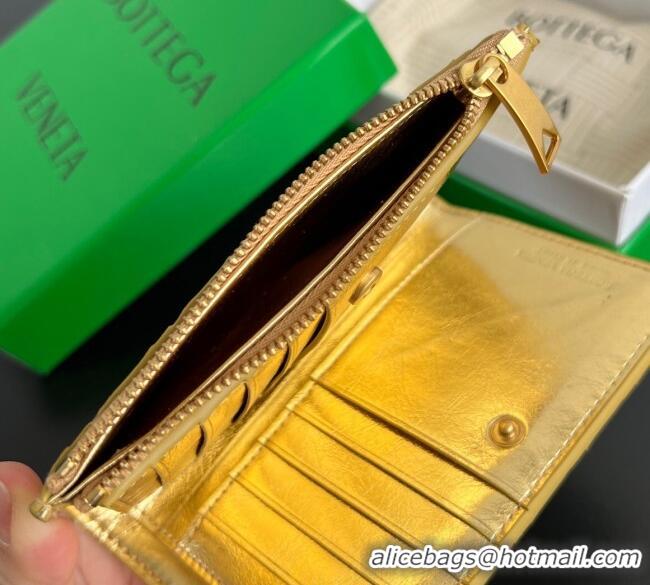 Best Product Bottega Veneta Medium Bi-Fold Wallet in Intrecciato Leather 667468 Gold 2025