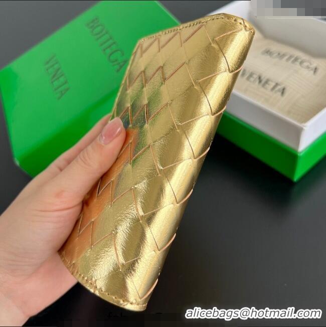 Best Product Bottega Veneta Medium Bi-Fold Wallet in Intrecciato Leather 667468 Gold 2025