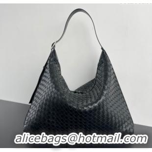 Well Crafted Bottega Veneta Mens Large Traveler Hobo Bag in Intrecciato Leather 806976 Black 2025