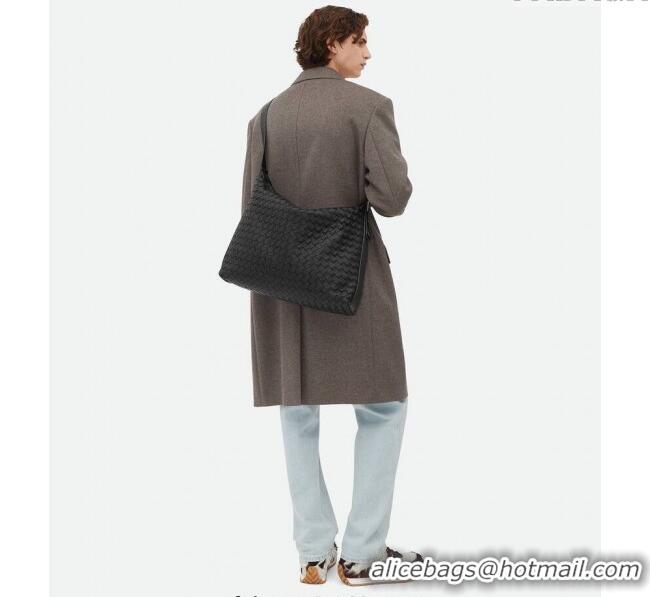 Well Crafted Bottega Veneta Mens Large Traveler Hobo Bag in Intrecciato Leather 806976 Black 2025