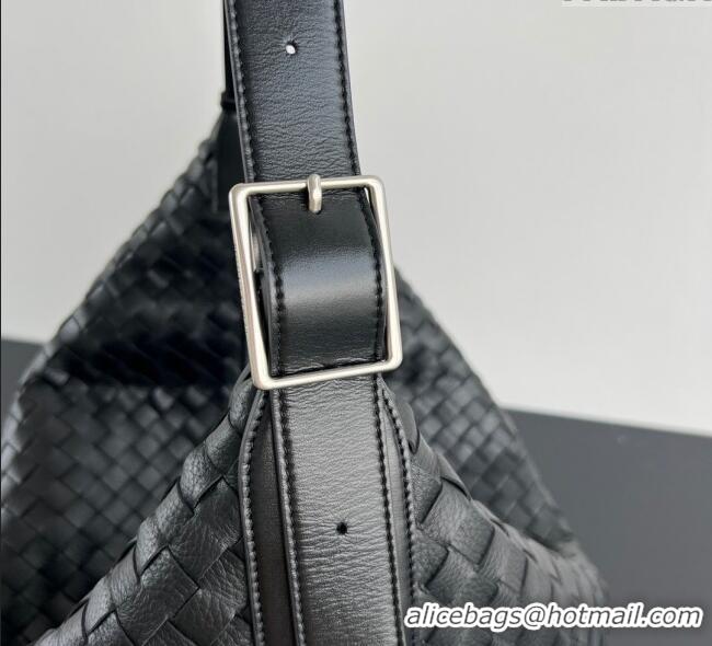 Well Crafted Bottega Veneta Mens Large Traveler Hobo Bag in Intrecciato Leather 806976 Black 2025