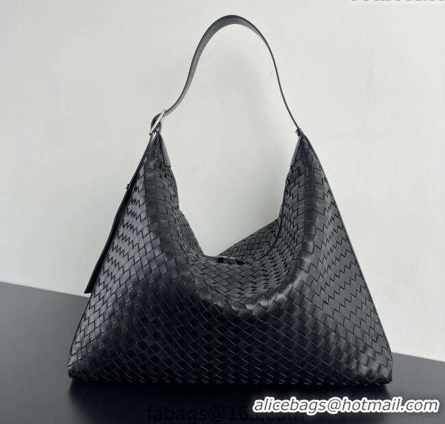 Well Crafted Bottega Veneta Mens Large Traveler Hobo Bag in Intrecciato Leather 806976 Black 2025