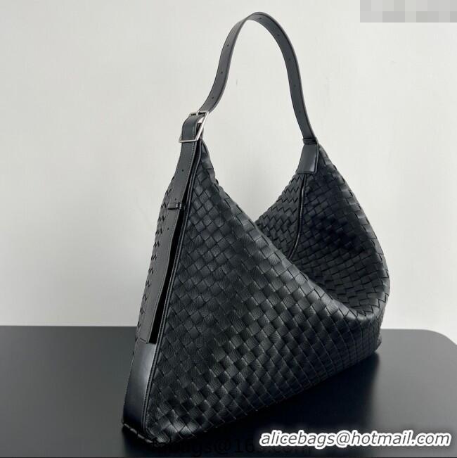 Well Crafted Bottega Veneta Mens Large Traveler Hobo Bag in Intrecciato Leather 806976 Black 2025