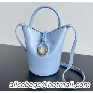Luxury Cheap Bottega Veneta Small Liberta Bucket Bag in Smooth Leather 815244 Lunar Blue 2025
