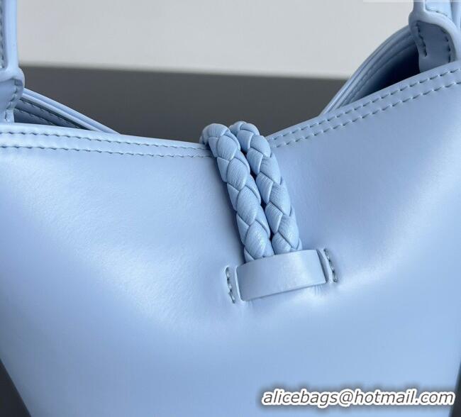 Luxury Cheap Bottega Veneta Small Liberta Bucket Bag in Smooth Leather 815244 Lunar Blue 2025
