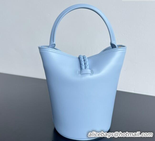 Luxury Cheap Bottega Veneta Small Liberta Bucket Bag in Smooth Leather 815244 Lunar Blue 2025