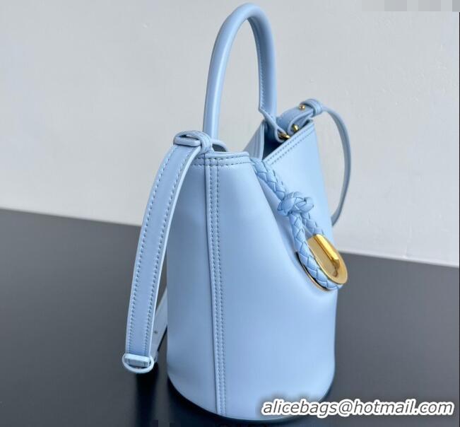 Luxury Cheap Bottega Veneta Small Liberta Bucket Bag in Smooth Leather 815244 Lunar Blue 2025