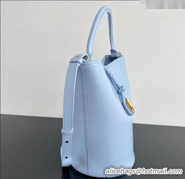 Top Grade Bottega Veneta Liberta Bucket Bag in Smooth Leather 806038 Lunar Blue 2025